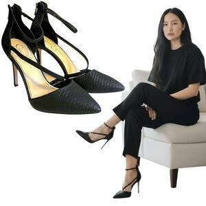 Jessica Simpson Piepper Black Animal Print D'Orsay Heel Shoes Women's Size 11